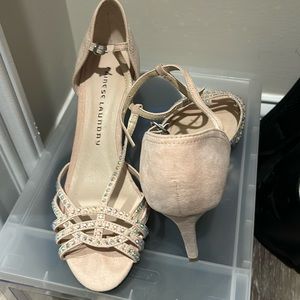 Nude with sliver sparkle open toed heels